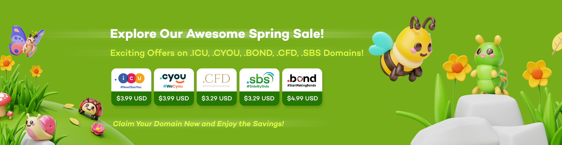 Exciting Offers on .ICU, .CYOU, .BOND, .CFD, .SBS Bereichs