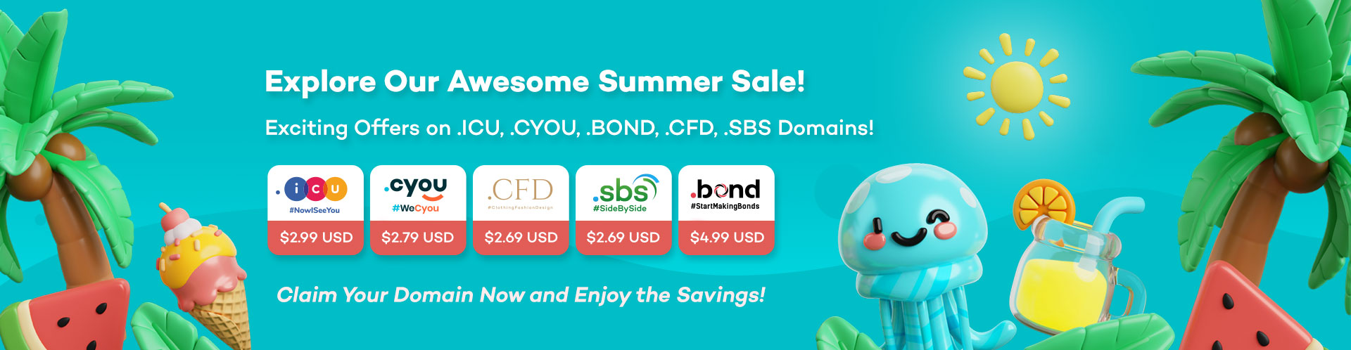 Exciting Offers on .ICU, .CYOU, .CFD, .SBS, .BOND Domains